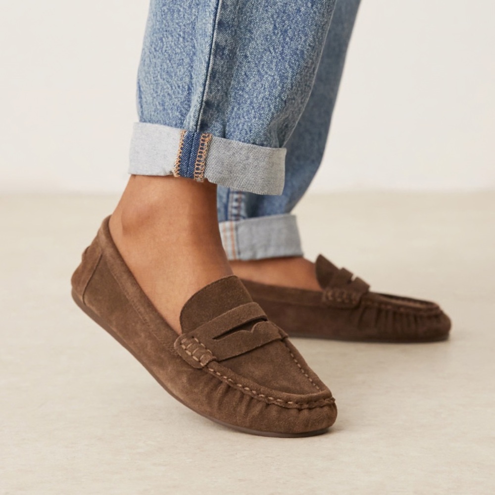 NWT Mango suede soft loafers in Chocolate Brown sz 37